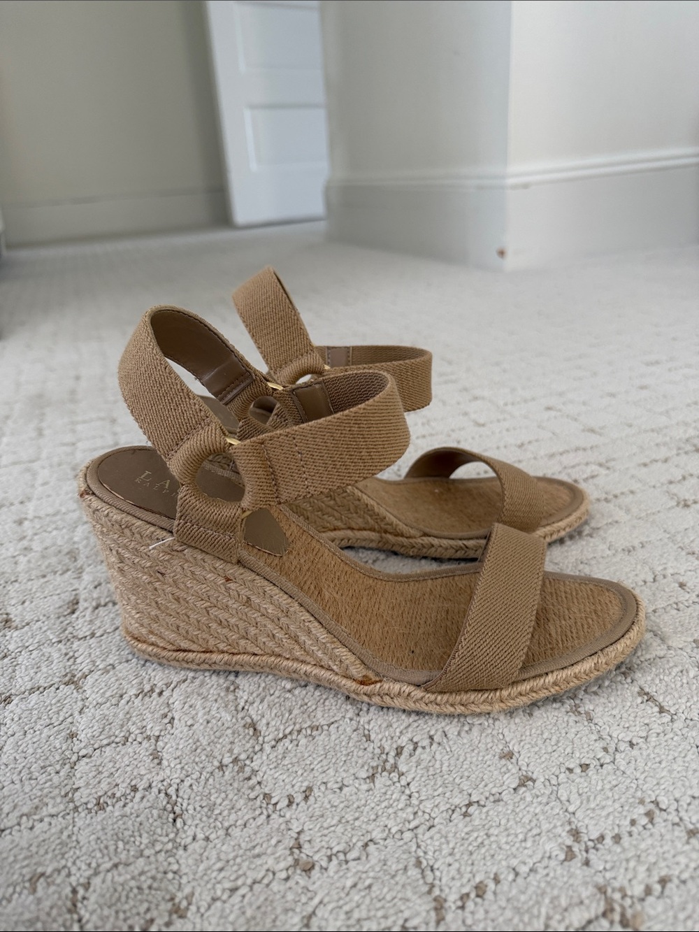 Lauren Ralph Lauren Tan Wedge Espadrille Sandals